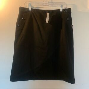 J. Crew New With Tags Wool and Cashmere Blend Black Skirt Button Accents Size 12